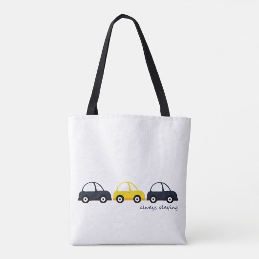 Gele auto tote bag (Achterkant)