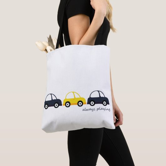 Gele auto tote bag (Dichtbij)