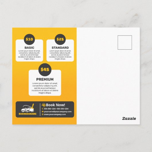 Gele Auto Wassen Auto Detailing Mobiele Auto Wasse Briefkaart (Achterkant)