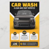 Gele Auto Wassen Auto Detailing Mobiele Auto Wasse Flyer (Voorkant)