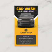 Gele Auto Wassen Auto Detailing Mobiele Auto Wasse Visitekaartje (Voorkant)