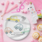 Gele Autoballonnen Wit Baby shower Papieren Bordje (Feest)