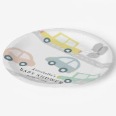 Gele Autoballonnen Wit Baby shower Papieren Bordje (Gekanteld)