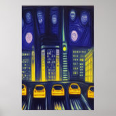 Gele auto's in de stad | AI Art Poster (Voorkant)