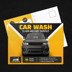 Gele Autowas Autodetailing Mobiele Autowas Briefkaart