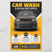 Gele Autowas Autodetailing Mobiele Autowas Flyer (Voorkant)