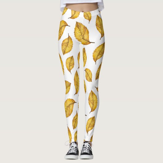 Gele Autumn Leaf Leggings (Voorkant)