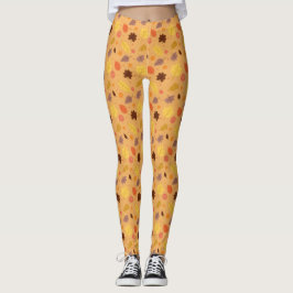 Gele Autumn Leaf Print Leggings – Stijlvol