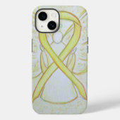 Gele Awareness Ribbon Angel Aangepaste iPhone Case (Achterkant)