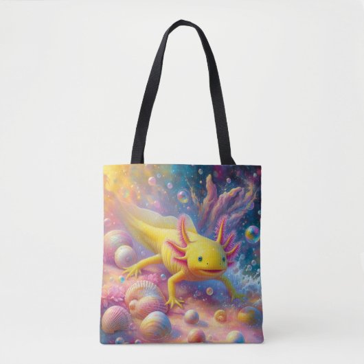 Gele Axolotl Tote Bag (Voorkant)