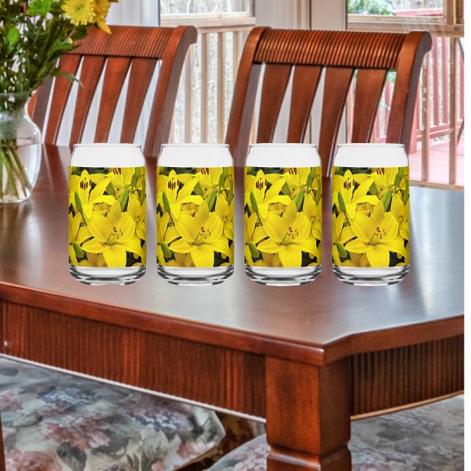 Gele Aziatische lelie bloeit bloemig Blikvorm Glas