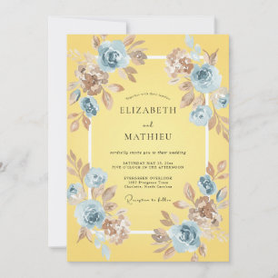 Gele Azure Bloem Huwelijk Kaart
