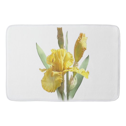 Gele Baardiris Bloem Botanisch Ontwerp Badmat (Voorkant)