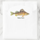 Gele baars getiteld ovale sticker (Tas)