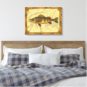 Gele baars op kaart canvas afdruk (Insitu (Slaapkamer))