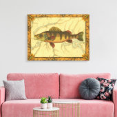 Gele baars op kaart canvas afdruk (Insitu (Woonkamer))