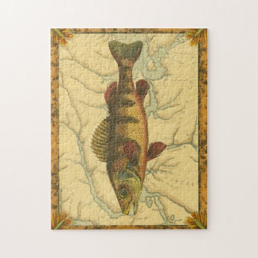 Gele baars op kaart legpuzzel (Verticaal)