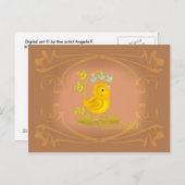Gele Baby Chick met Bluebell Flowers Briefkaart (Voorkant / Achterkant)