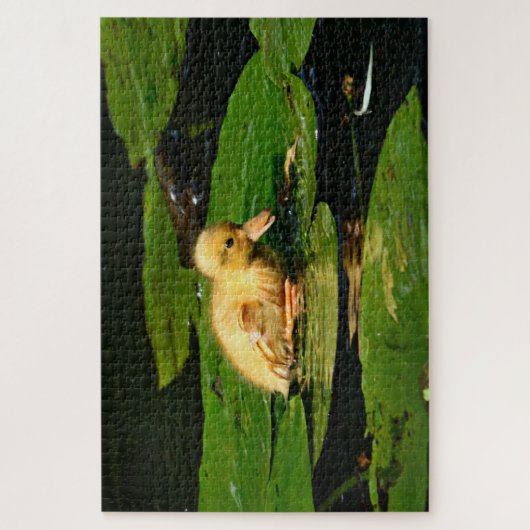 Gele Baby Duck op Lily Pads Legpuzzel (Verticaal)