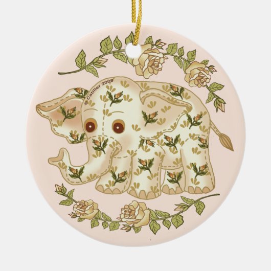 Gele Baby Elephant Keramisch Ornament (Voorkant)