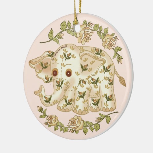 Gele Baby Elephant Keramisch Ornament (Links)