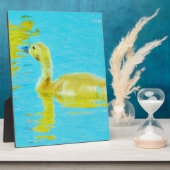 Gele Baby gans met lichtblauw water Fotoplaat (Zijkant)