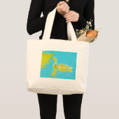 Gele Baby gans met lichtblauw water Grote Tote Bag (Voorkant (product))