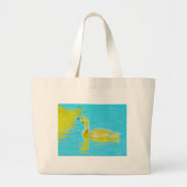Gele Baby gans met lichtblauw water Grote Tote Bag (Voorkant)