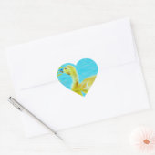 Gele Baby gans met lichtblauw water Hart Sticker (Envelop)
