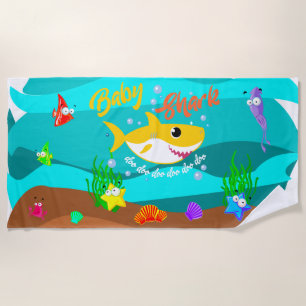 Gele Baby haai en vrienden doo doo doo Strandlaken