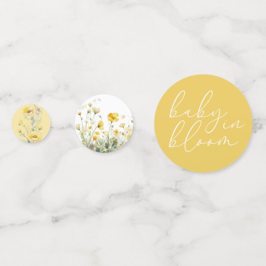 Gele Baby in bloei bloemenwilde bloem Baby shower Confetti (Achterkanten)