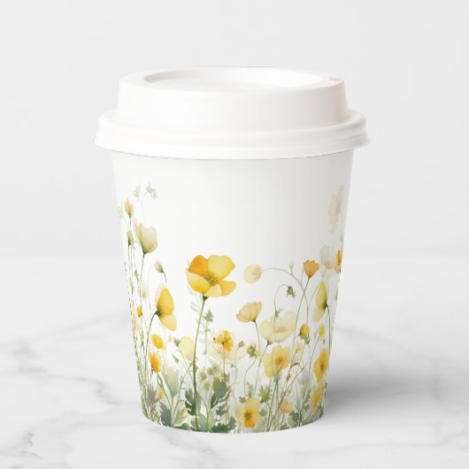 Gele Baby in bloei bloemenwilde bloem Baby shower Papieren Bekers (Voorkant)