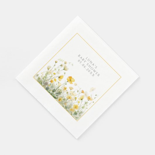 Gele Baby in bloei bloemenwilde bloem Baby shower Servet (Hoek)