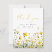 Gele Baby in bloei Wildflower Baby shower plat Bedankkaart (Voorkant)