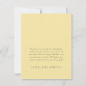 Gele Baby in bloei Wildflower Baby shower plat Bedankkaart (Achterkant)