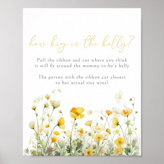 Gele Baby in bloei Wildflower buik grootte spel Poster (Voorkant)