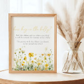 Gele Baby in bloei Wildflower buik grootte spel Poster