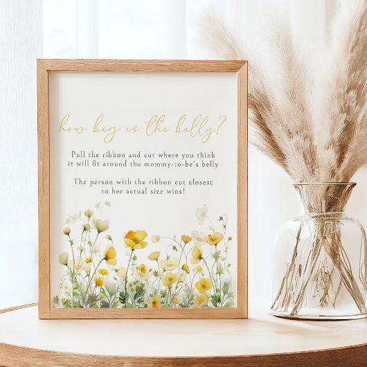 Gele Baby in bloei Wildflower buik grootte spel Poster