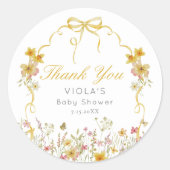 Gele Baby in Bloom Bow Dank u Ronde Sticker (Voorkant)