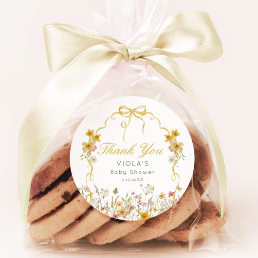 Gele Baby in Bloom Bow Dank u Ronde Sticker