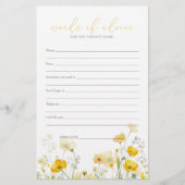 Gele Baby in Bloom Wildflower Baby advies Kaart (Voorkant)