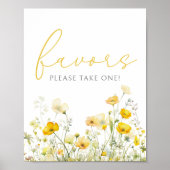 Gele Baby in Bloom Wildflower Douche Favor Sign Poster (Voorkant)