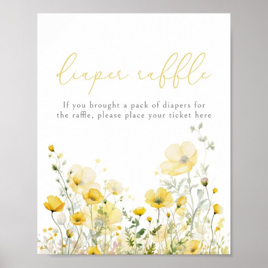 Gele Baby in Bloom Wildflower Luier Raffle Poster (Voorkant)