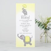 Gele Baby shower moeder en Baby olifant uitnodigen Kaart (Staand voorkant)