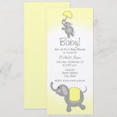 Gele Baby shower moeder en Baby olifant uitnodigen Kaart (Voorkant / Achterkant)