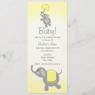 Gele Baby shower moeder en Baby olifant uitnodigen Kaart