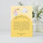 Gele Baby shower Ooievaar Dank u kaart (Staand voorkant)