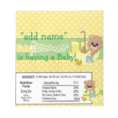 Gele Baby shower Snoep Bar Wrapper Party Favor Notitieblok (Voorkant)