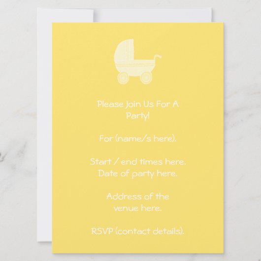 Gele Baby Stroller. Kaart (Voorkant)