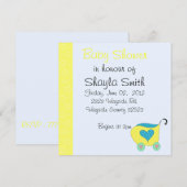 Gele babybuggy baby shower kaart (Voorkant / Achterkant)